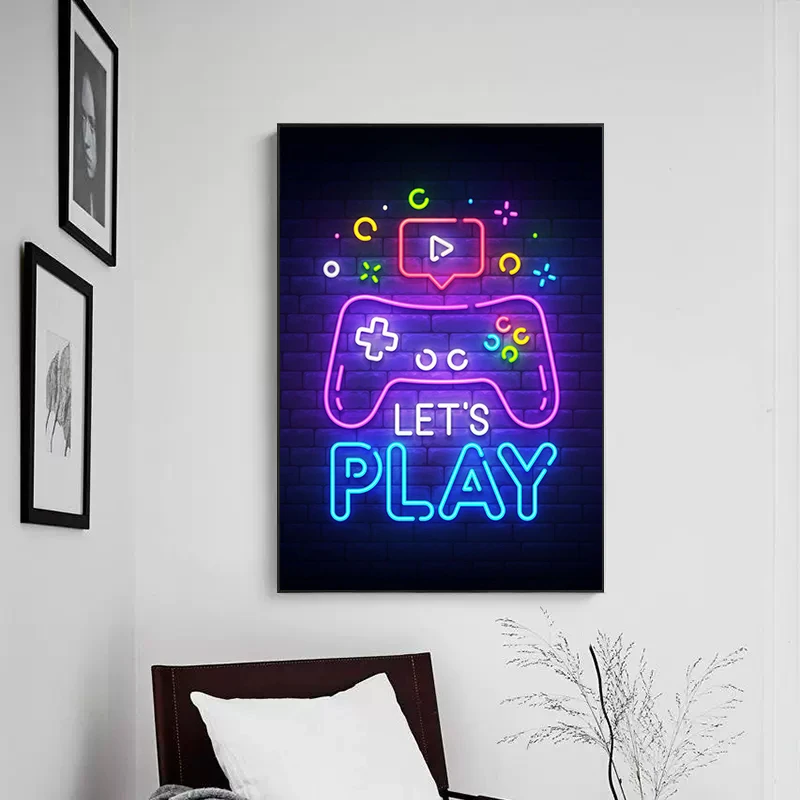 Игровые цитаты игра Ночная любовь неоновый художественный постер холст картина