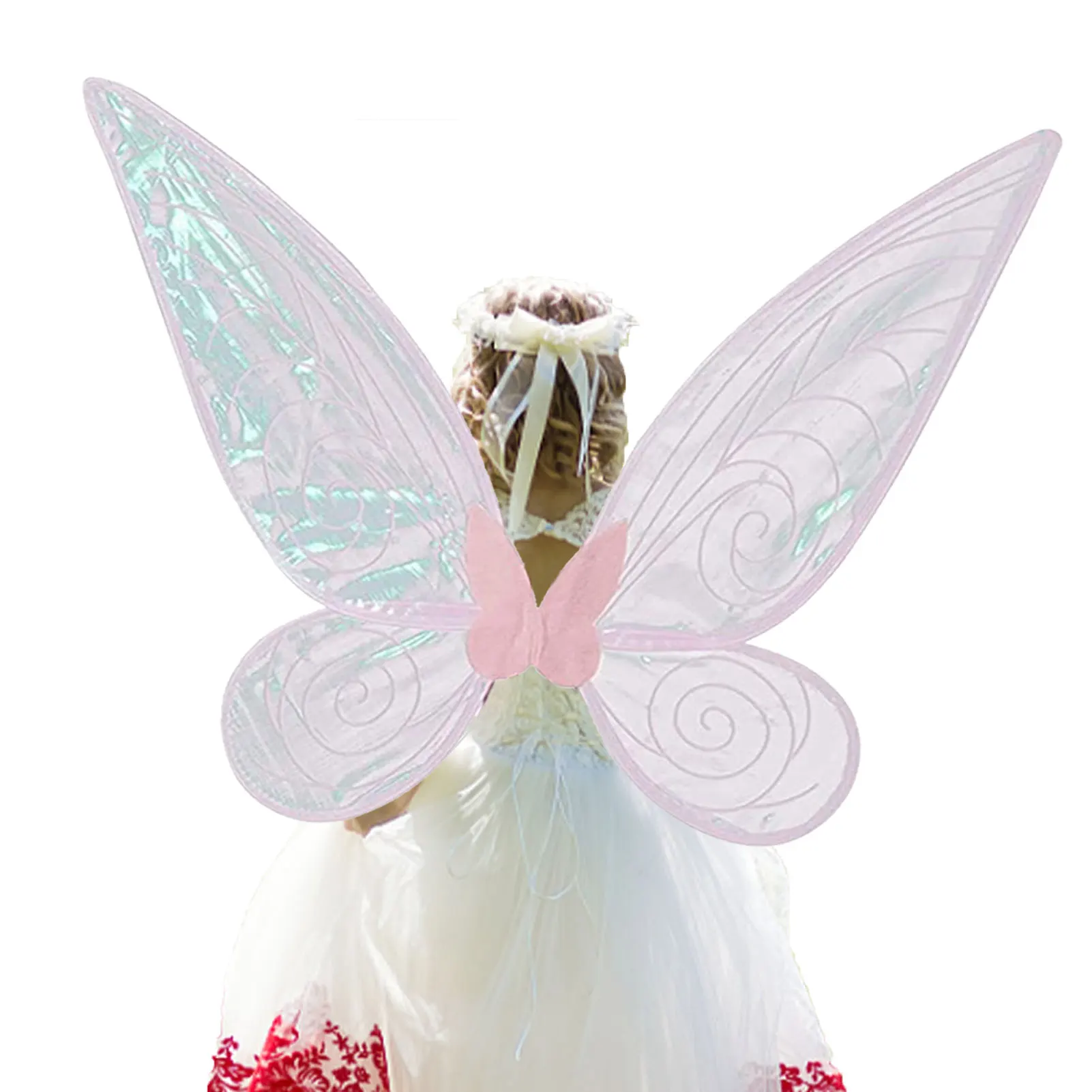 

Kids Girls Fairy Wings Butterfly Costumes Set With Wings Fairy Stick Crown Angel Elf Wings With Elastic Shoulder Straps For