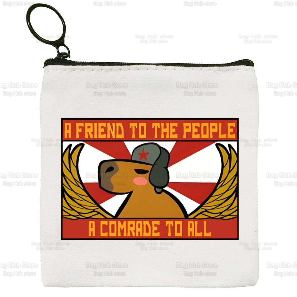 Capybaras Simple Coin Purse Female Kawaii Cartoon Animal Student Canvas Cute Key Bag Mini Clutch Small Purse