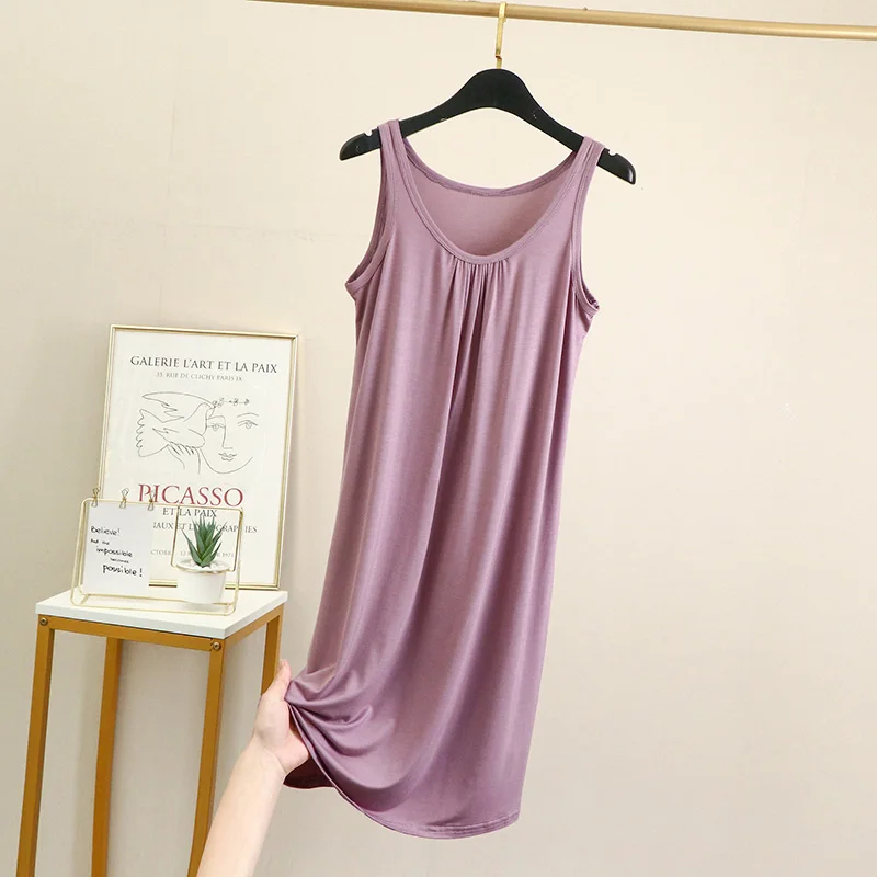 Modal Dress For Women Summer Large Size Sleeveless Underskirt Nightgown Dress Loose Casual Vest Inner Petticoat Slips Dress 6XL