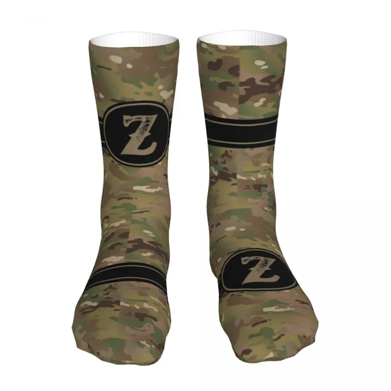 

Army Camouflage Monogram Letter Z Socks Men Women's Polyester Fashion Military Camo Socks Summer Autumn Winter Socks Gifts