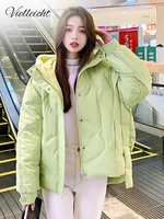 vielleicht korean style winter women puffer jacket parkas hooded oversized female loose coat cotton padded outerwear clothing