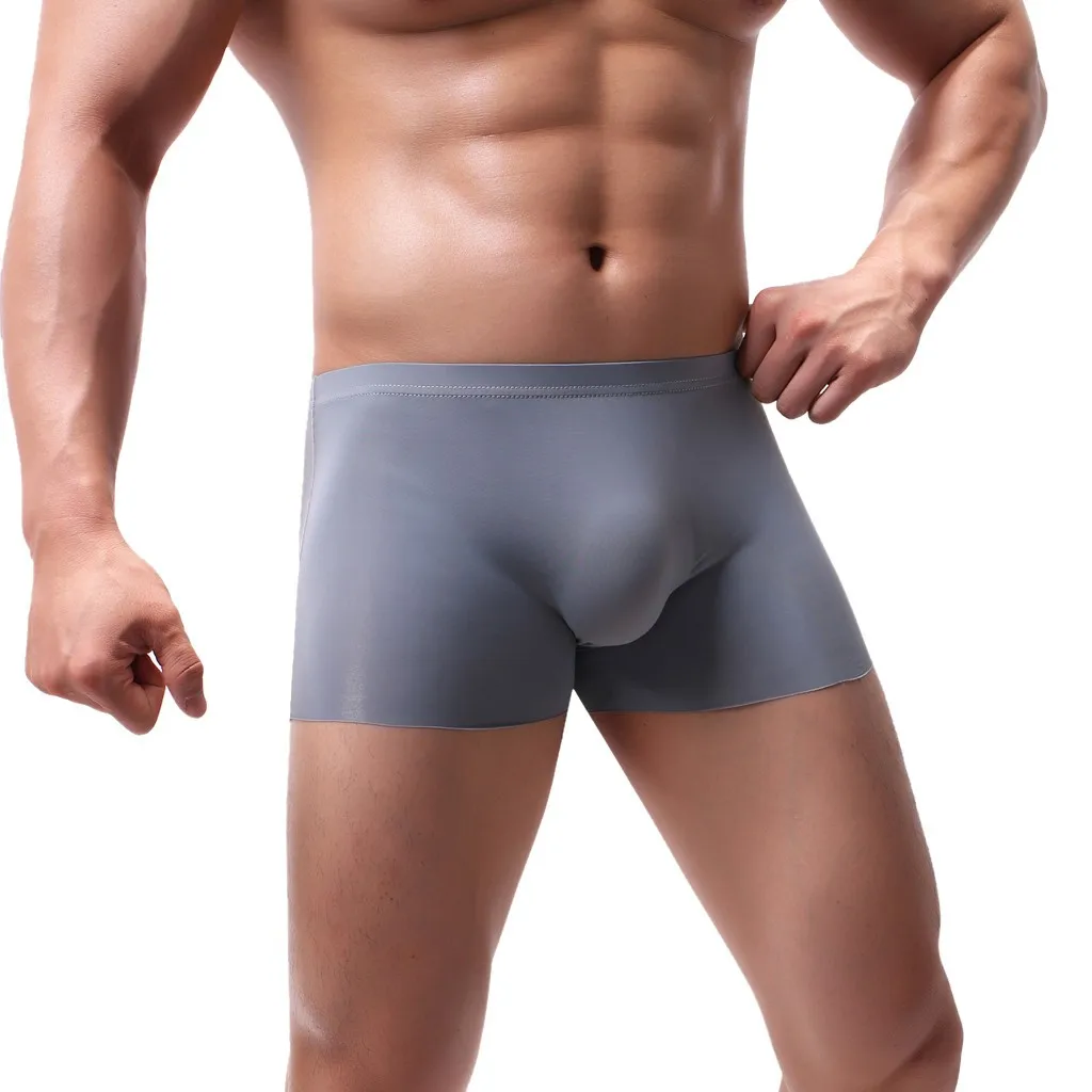 

Men's Boxer Panties Ice Silk Breathable Underpants Seamless Traceless Underwear Low Wasit Solid Ultra-Thin Boxershorts Boxers