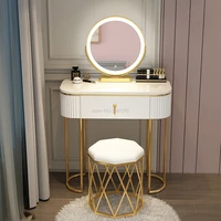 nordic style modern minimalist bedroom furniture dresser with led mirror light luxury paint non slip makeup tables with drawers