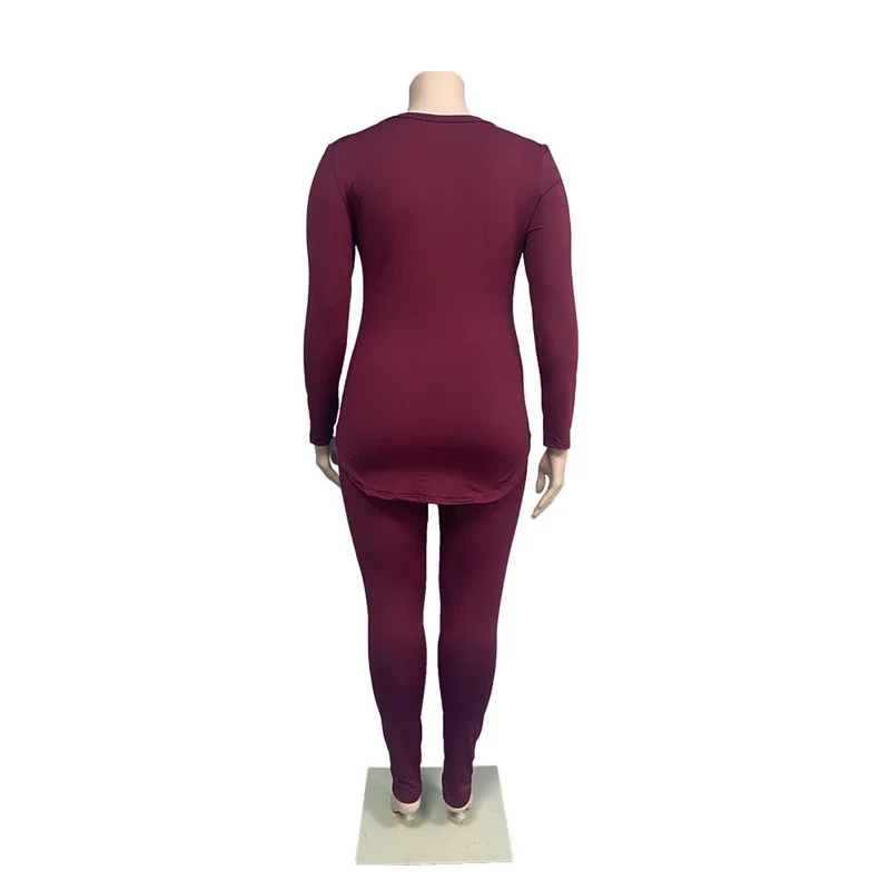Plus Size Women Clothing Fashion 5xl Long Sleeve Top and Pants Leopard Loungewear Knit Two Piece Set Wholesal 3xl 4xl 5xl 6xl