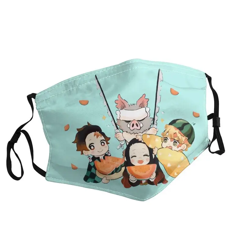 

Demon Slayer Cartoon Face Mask Adult Men Dustproof Kimetsu No Yaiba Mask Protection Respirator Non-Disposable Mouth Muffle
