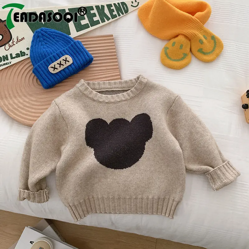 

Autumn Kids Baby Girls Boys Full Sleeve Cartoon Bear Knitted Top Bottoming Clothing Children Cute Covering Yarn Sweater 3M-6Y