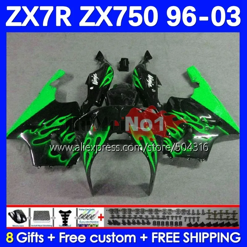 

Body Kit For KAWASAKI NINJA ZX 7R 7 R ZX-750 182MC.159 ZX750 CC green blk ZX-7R ZX7R 96 97 98 99 00 01 02 03 1996 2003 Fairing