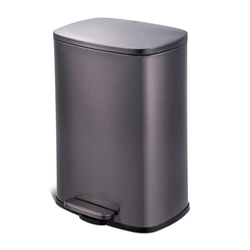 

Qualiazero 13.2 Gallon Trash Can, Rectangular Step On Kitchen Trash Can, Black