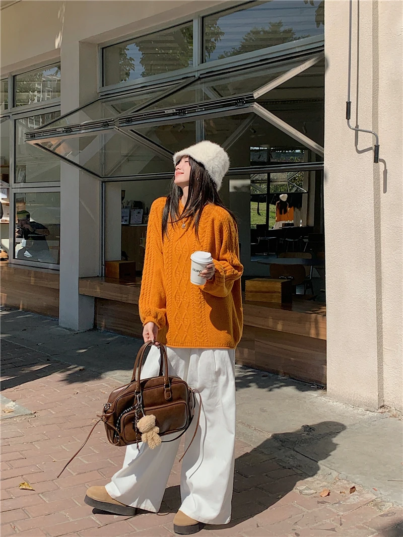 Женский свитер корейской серии Idle Sle Twist осень и зима 2024 новый супер приятный