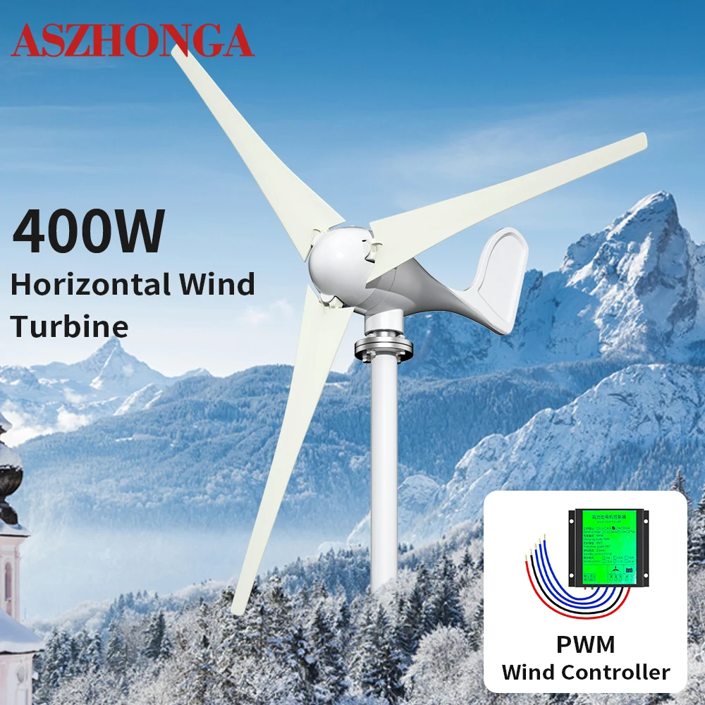 

12V 24V 3 Blades Wind Turbine Generator light wind mill Horizontal Shaft Wind Turbine 100W/200W/300W/400W/500W For Home Farm