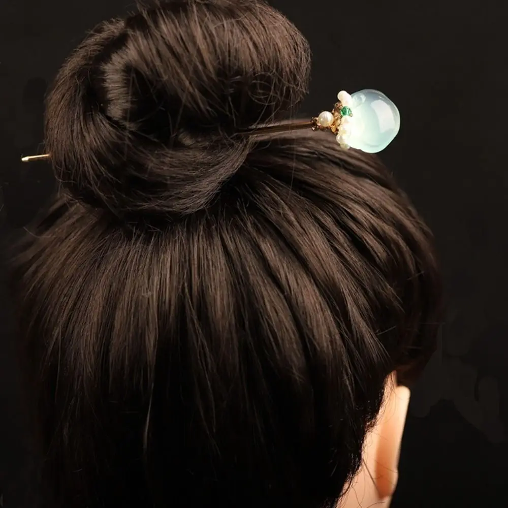 

Cheongsam Headdress Flower Jade Hairpin Hanfu Hair Sticks Chinese Style Headwear Ancient Headwear Ancient Style Hairpin