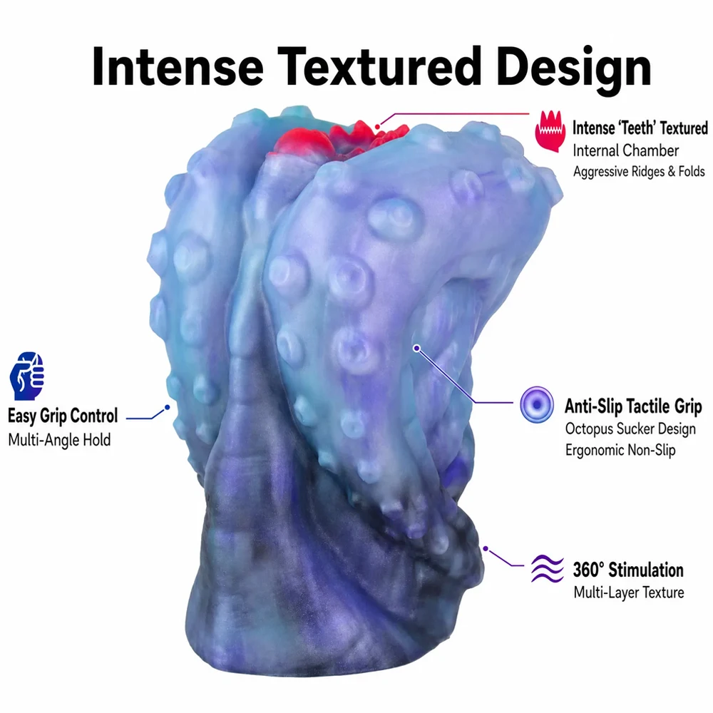 Фото GEEBA Cthulhu Monster Male Stroker Cup Octopus Suction Texture Onahole Pocket Pussy Male Masturbator Silicone Sex Toys for Men №2