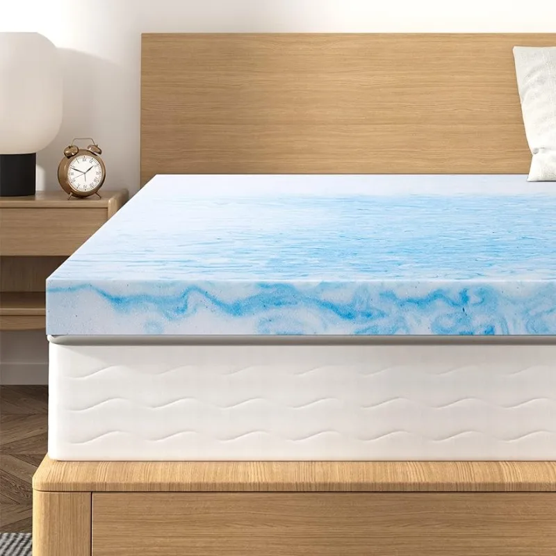 

BedStory 3 Inch Memory Foam Mattress Topper Queen Size, Gel Infused Swirl Memory Foam Bed Topper for Back Pain Relief