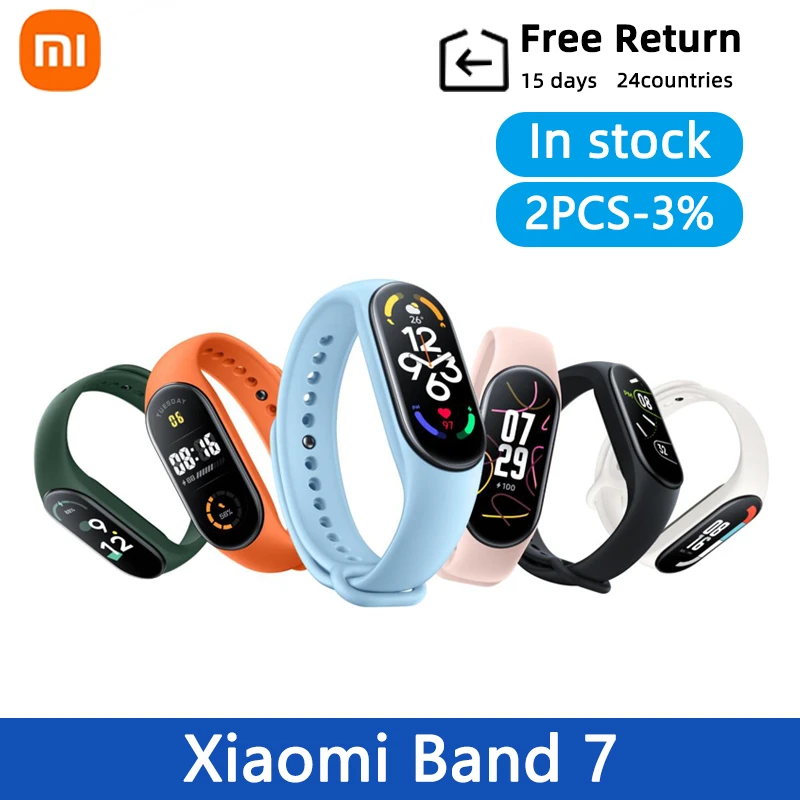 

Xiaomi – Bracelet connecté Mi Band 7, 1.62 "AMOLED, Bluetooth 5.2, avec 120 Modes d'entraînement, moniteur d'activité physique