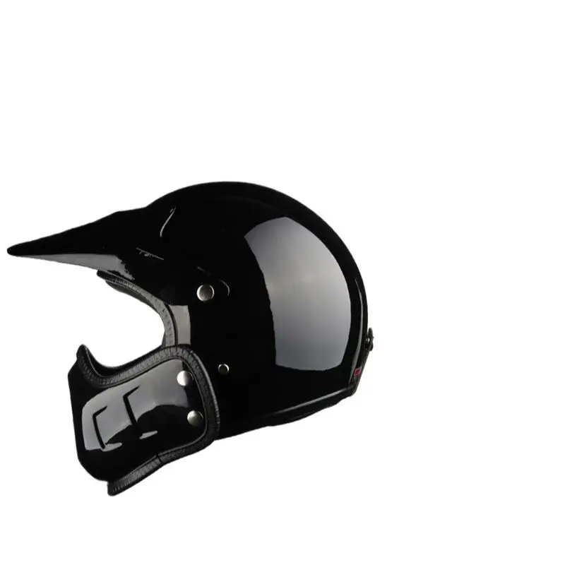 Enlarge Racing Scorpion Racing Motocross Helmet Off Road Full Face Half Face Helmet Vintage Motorcycle Helmets DOT Approved Gloss Black
