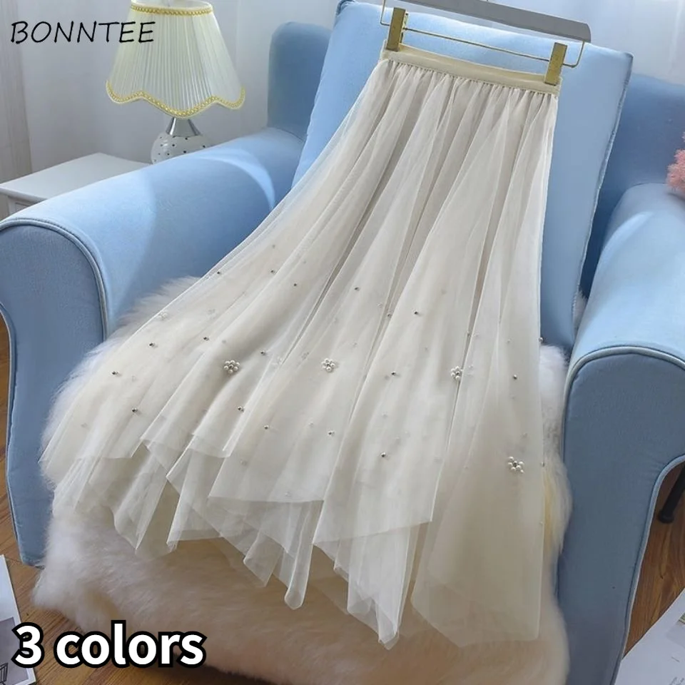 

Юбка-миди Женская сетчатая, шикарная элегантная дышащая трапециевидная, в винтажном стиле, Сказочная, для отдыха, летняя популярная