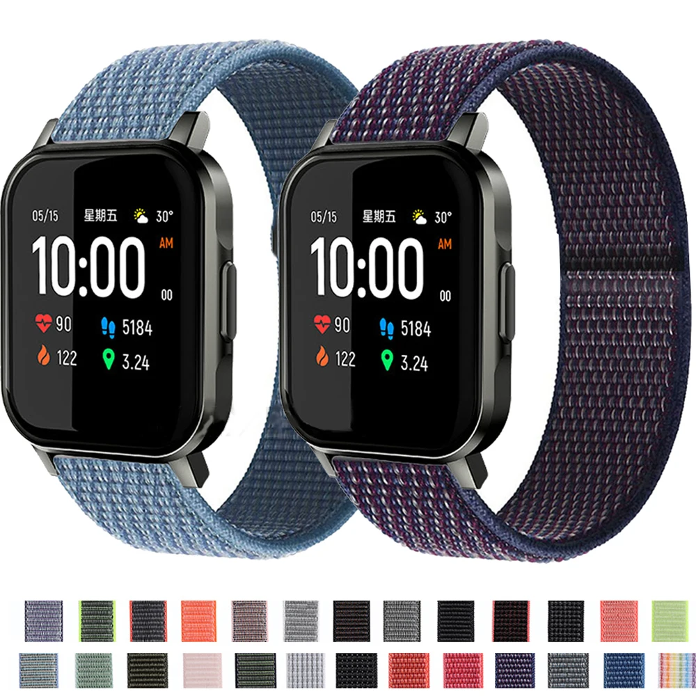 

20MM Nylon Loop Bands For Xiaomi Haylou LS02 Smart Watch Sports Bracelet For Amazfit Bip Lite S U GTS 2 Wrist Straps Correa Belt