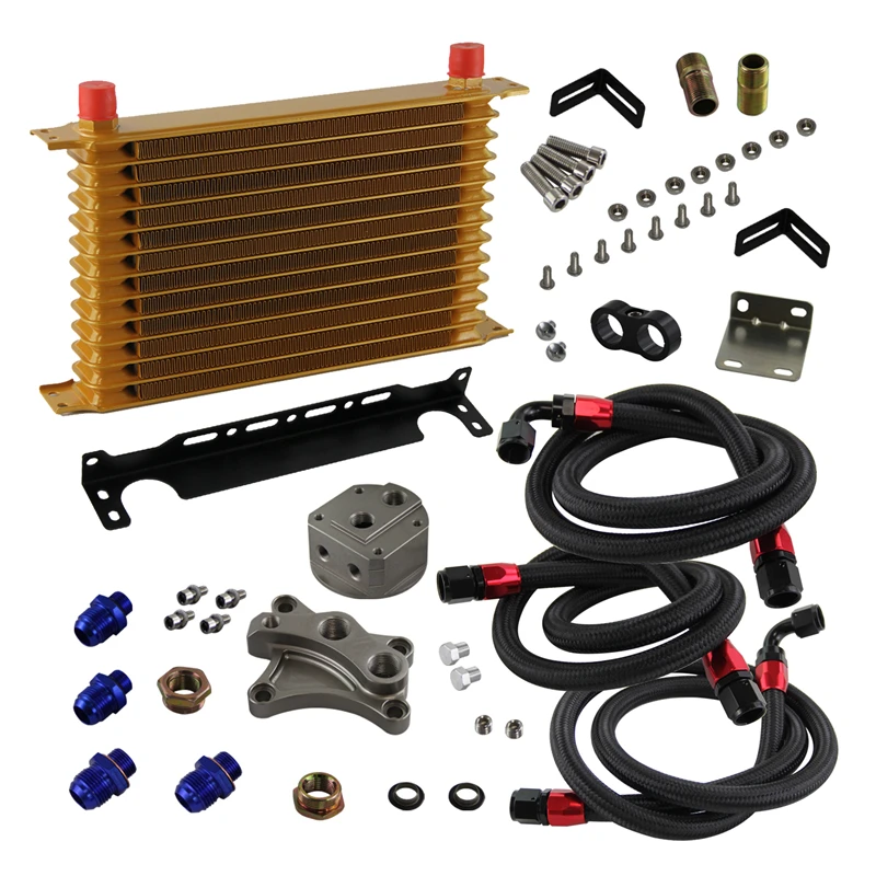 

13 Row 10AN Oil Cooler Kit Fits for Nissan Silvia S13 180SX S14 S15 200SX SR20DET Black/Blue/Gold