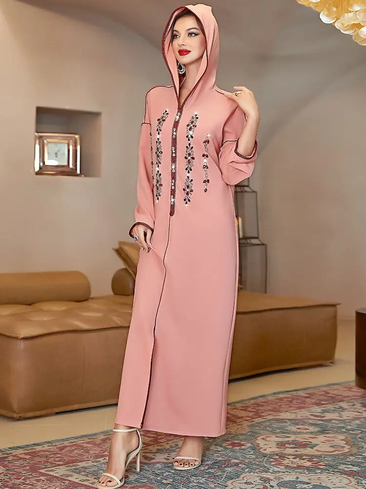 Женское платье с капюшоном, длинное платье в арабском и мусульманском стиле, WY853