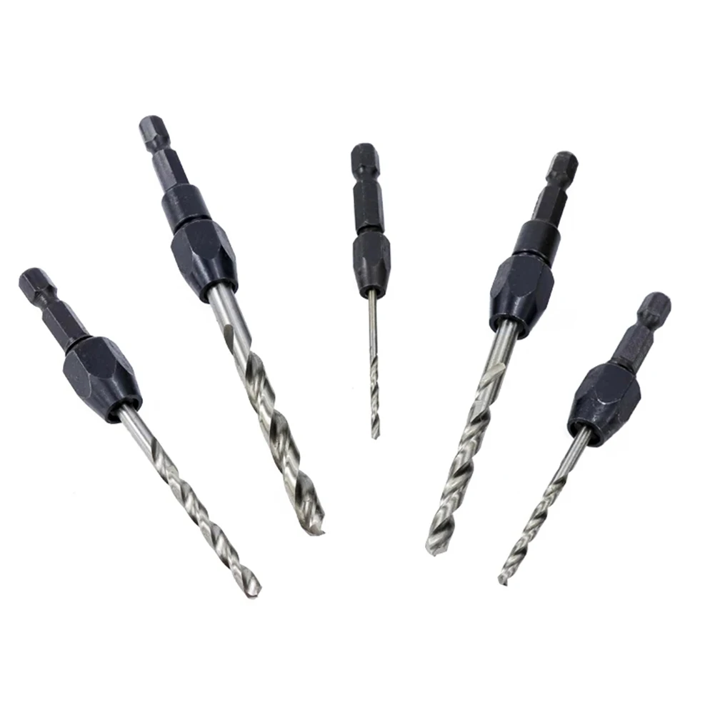 

5pcs Countersink Drill Bit Quick-change Shank 1/4'' Hexagonal Shank Twist Drill For Thin Stainless Steel Aluminum Alloy Wood