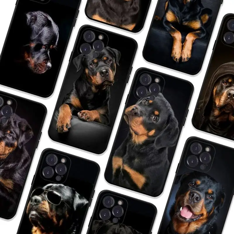 

LVTLV Cute Rottweiler Dog Phone Case for iPhone 11 12 13 Mini Pro Max 8 7 6 6S Plus X 5 SE 2020 XR XS Funda Cover