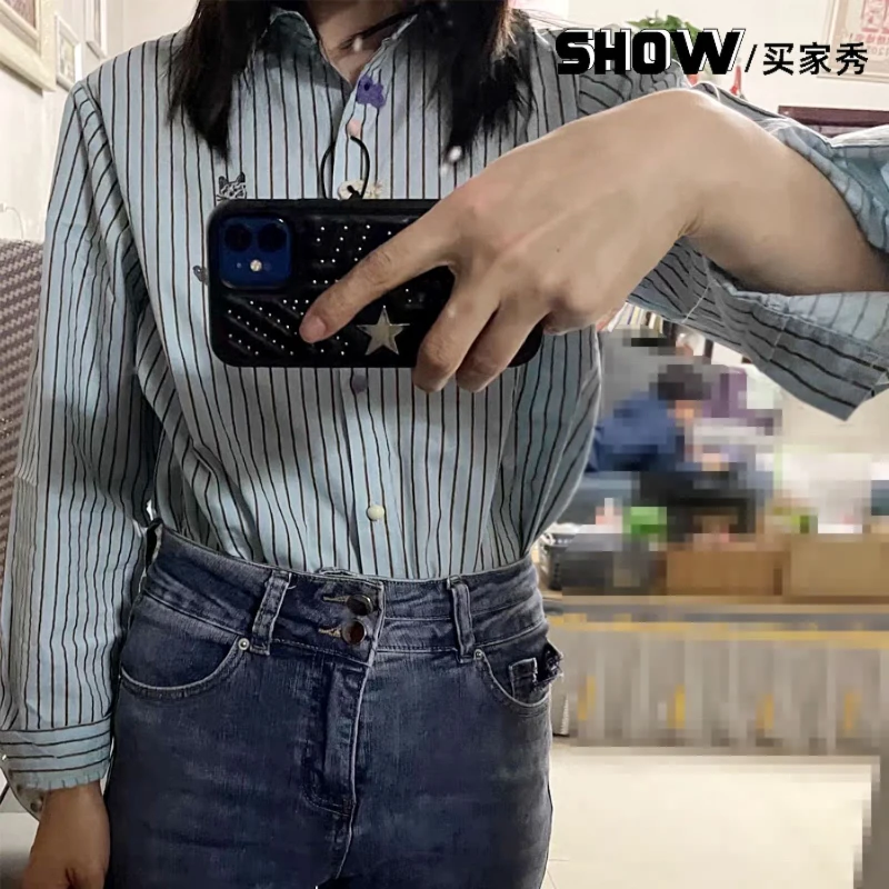 Bomon 2024 весна и осень новая вышитая Корейская версия вертикальные полосы с длинным