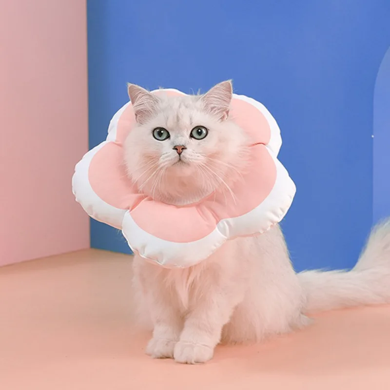 

Pet Recovery Waterproof Collar Dog Cat Soft Adjustable Head Cover Elizabeth Collar Cute Flower Pattern Anti-Lick Wound Healing