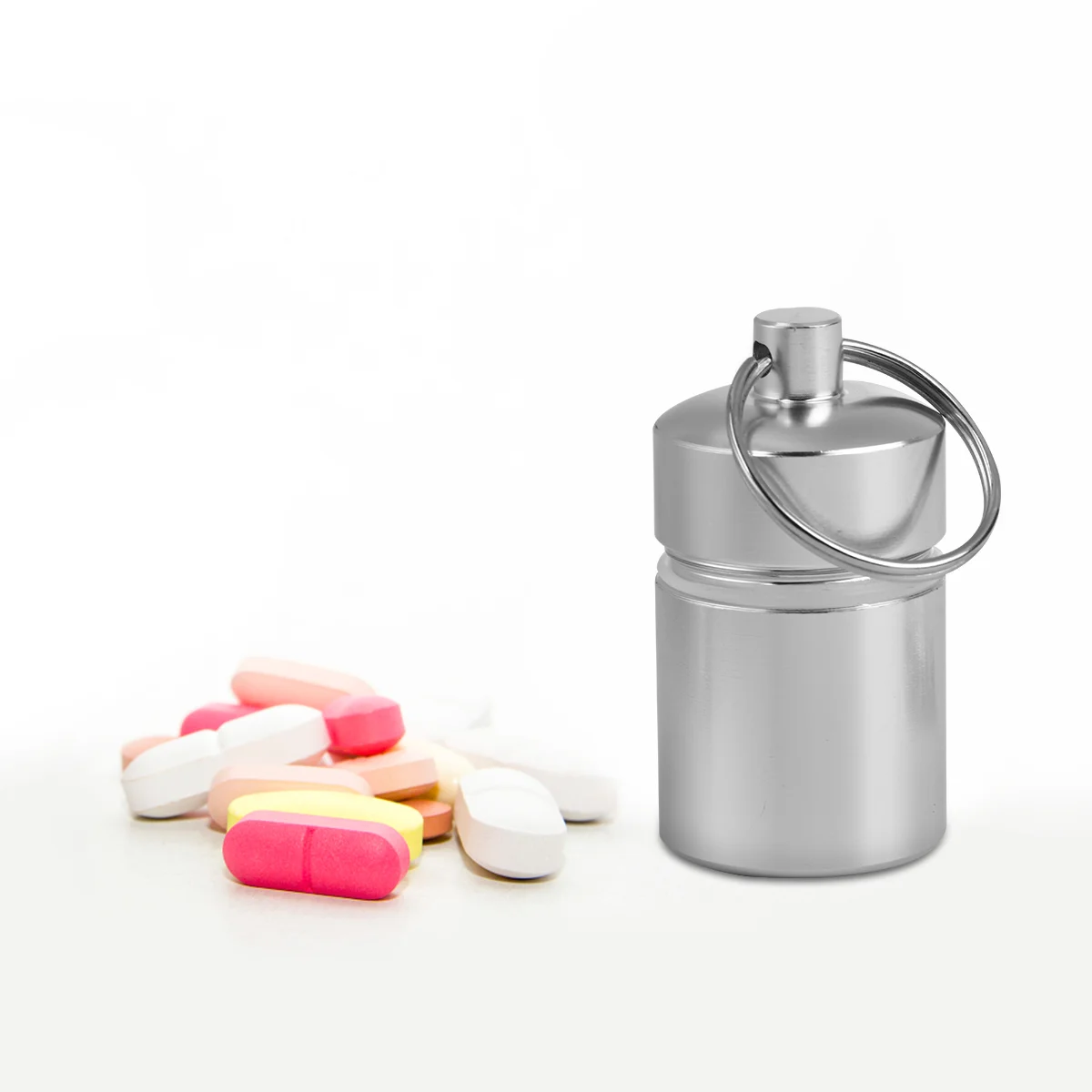

Keychain Holder Portable Case Waterproof Containers Medicine Box Key Carabiner Camping Storage Case Keychain