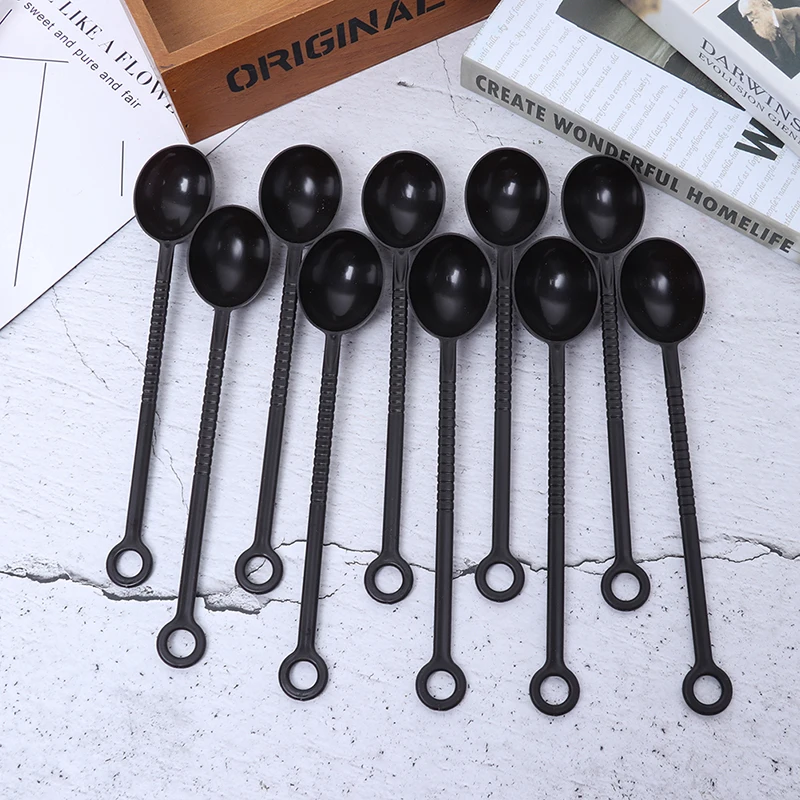 

10pcs Plastic Long Handle Measuring Spoon Milk Powder Espresso Scoop Baking Coffee Milk Tea Measure Coffee Stirring Spoons