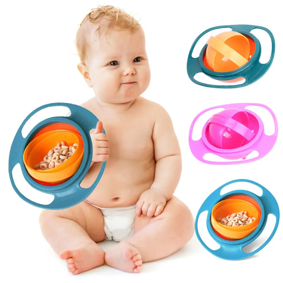 

Creative 360 Rotate Spill-Proof Universal Gyro Bowl Baby Food Dinnerware Kids Eating Training Bowls Feeding Learning Dishes