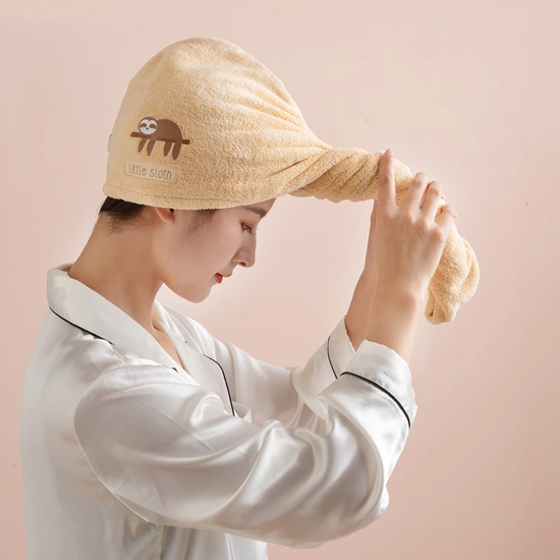 

Coral Fleece Women Shower Cap Bath Hats for Girl Dry Hair Towel Quick Drying Soft for Lady Turban Head Batbroom Accessories