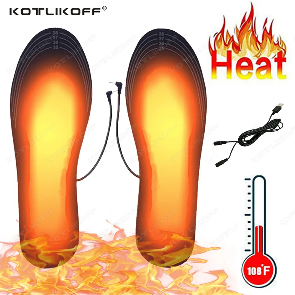 USB Heated Shoe Insoles For Feet Electric Warm Sock Pad Mat Winter Electrically Heating Outdoor Thermal Insoles Foot Warming Pad