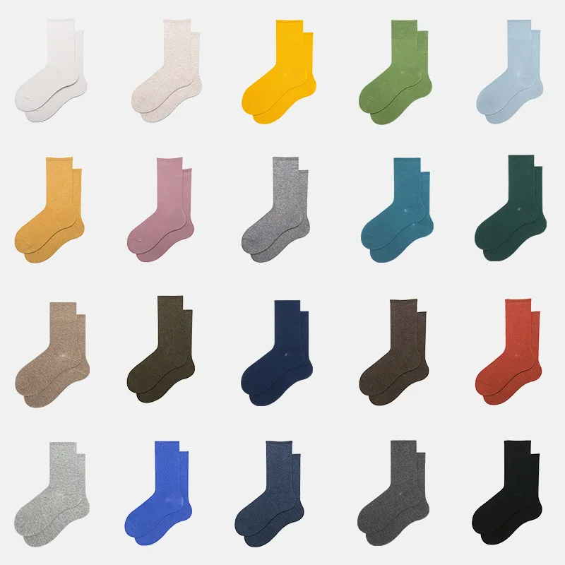 

Spring And Autumn Socks Solid Color Medium Tube College Style Foundation