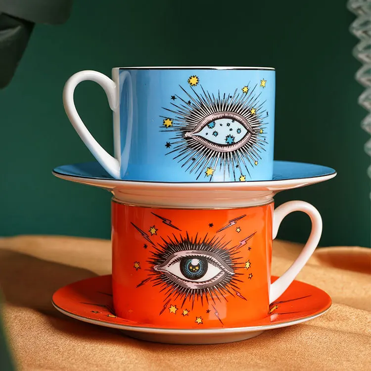 

New Eye Mug Coffee Set Set Ceramic Water Cup European Creative Household Tableware Afternoon Tea Cup cute cups