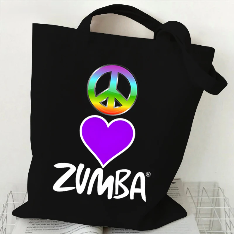

Сумка-тоут Zumba для женщин и мужчин, многоразовые сумки на плечо, женские сумки с мультипликационным цветным рисунком, винтажные сумки для по...