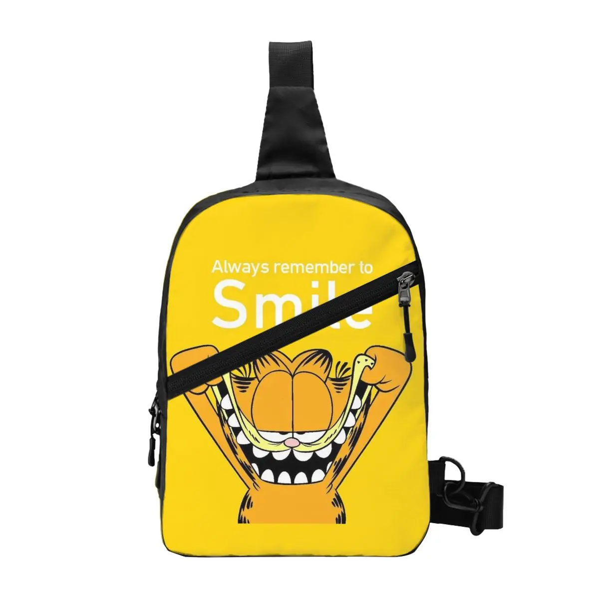 Cool Garfields Cat Smile Sling Crossbody Backpack Men Cartoon Comic Shoulder Chest Bags for Traveling