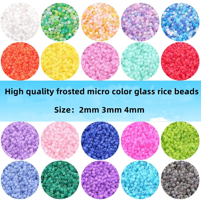 

2 / 3 / 4mm high quality frosted micro color glass rice beads manual DIY Bracelet beaded jewelry material accessories