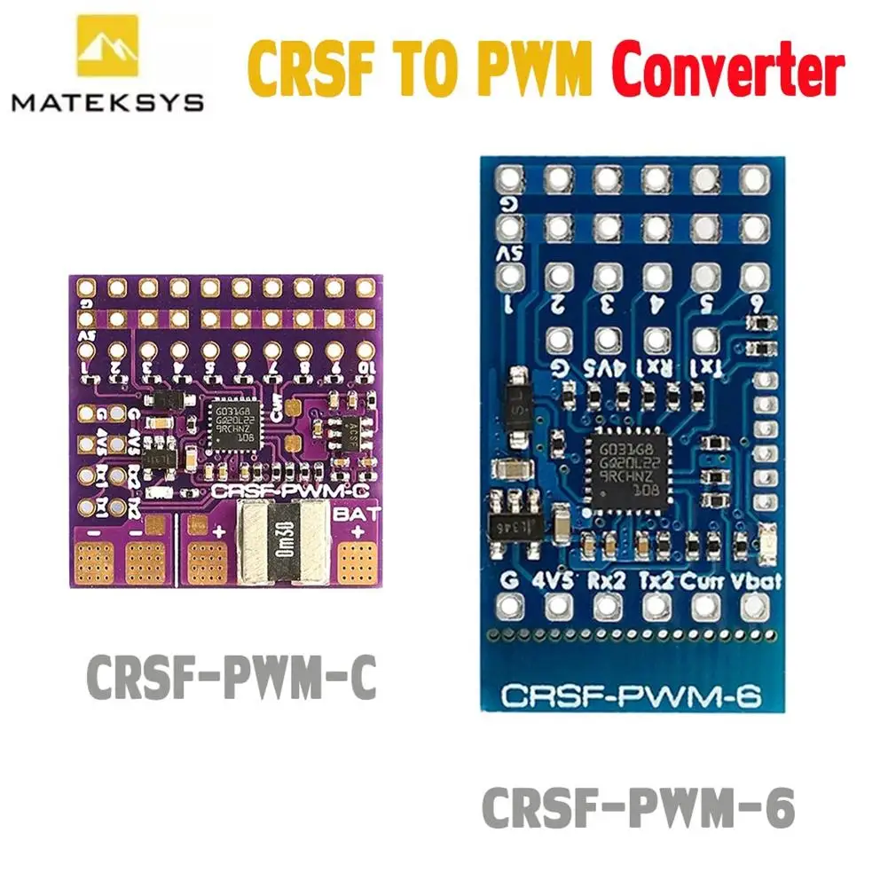 

Преобразователь Matek Crsf в Pwm, 6 выходов ШИМ, 0 ~ 3,3 В, Датчик тока, параметры сигнала Crsf-Pwm-c для Tbs Crossfire Nano Rx Se, запчасти
