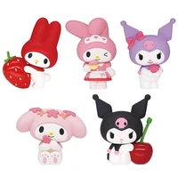 5pcsset sanrio kawaii kuromi melody anime figure doll cosplay cartoon movie toys japanese tv action children decoration gifts