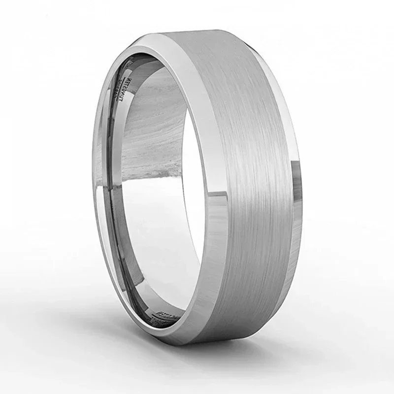 Простые мужские кольца из матовой титановой стали 8 мм розового золота