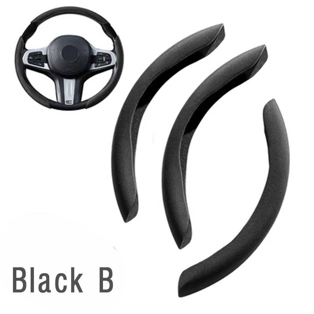 

3Pcs/Set Suede Universal Car Steering Wheel Cover Booster Non-Slip Interior Styling Decoration Steering Wheel Cover Red Black