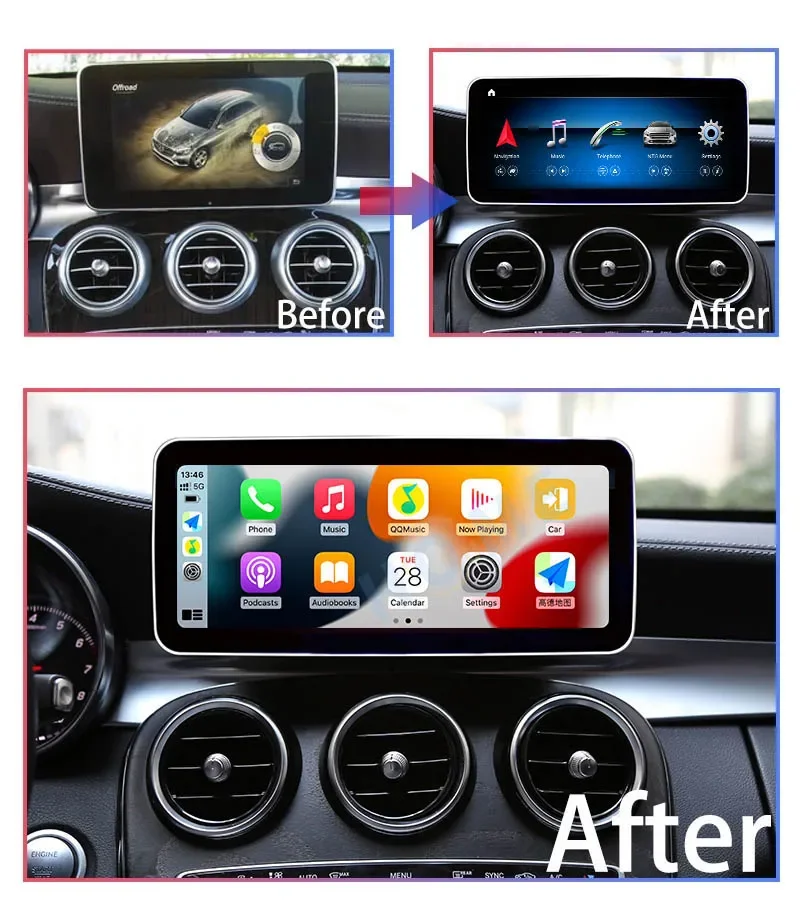 Заводская цена Android 13 Авто Carplay для Mercedes Benz C класса W205 S205 GPS навигация радио