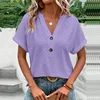 Women's Fashion Button T-Shirt Summer Short Sleeve Ladies Tops Casual 5