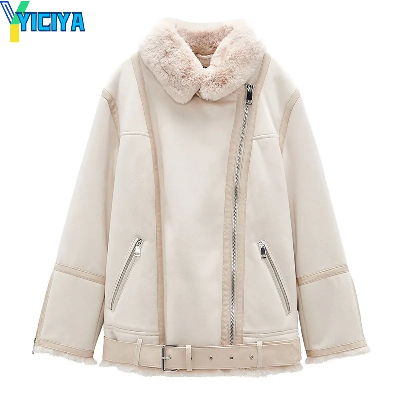 YICIYA Autumn And Winter Jackets 2023 Woman Thickened Double-sided Lamb Velvet Fur Coats Deerskin Jacket Cotton Female Clothing