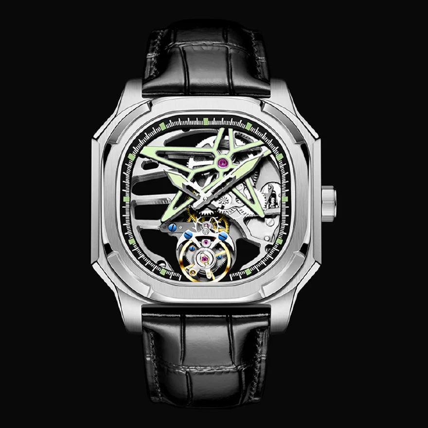 

AESOP Natural Diamond Mens Tourbillon Mechanical Sports Waterproof Wrist Watches Skeleton Designer Watch for Men Brand Luxury A