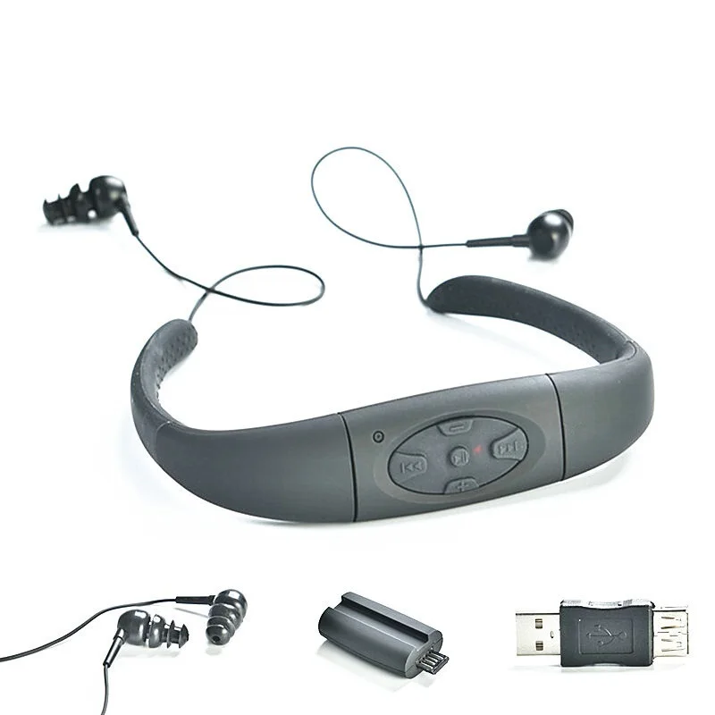 

2022 MP3 музыкальный плеер Водонепроницаемый 8 Гб шейный стерео аудио наушники с для дайвинга плавательный бассейн