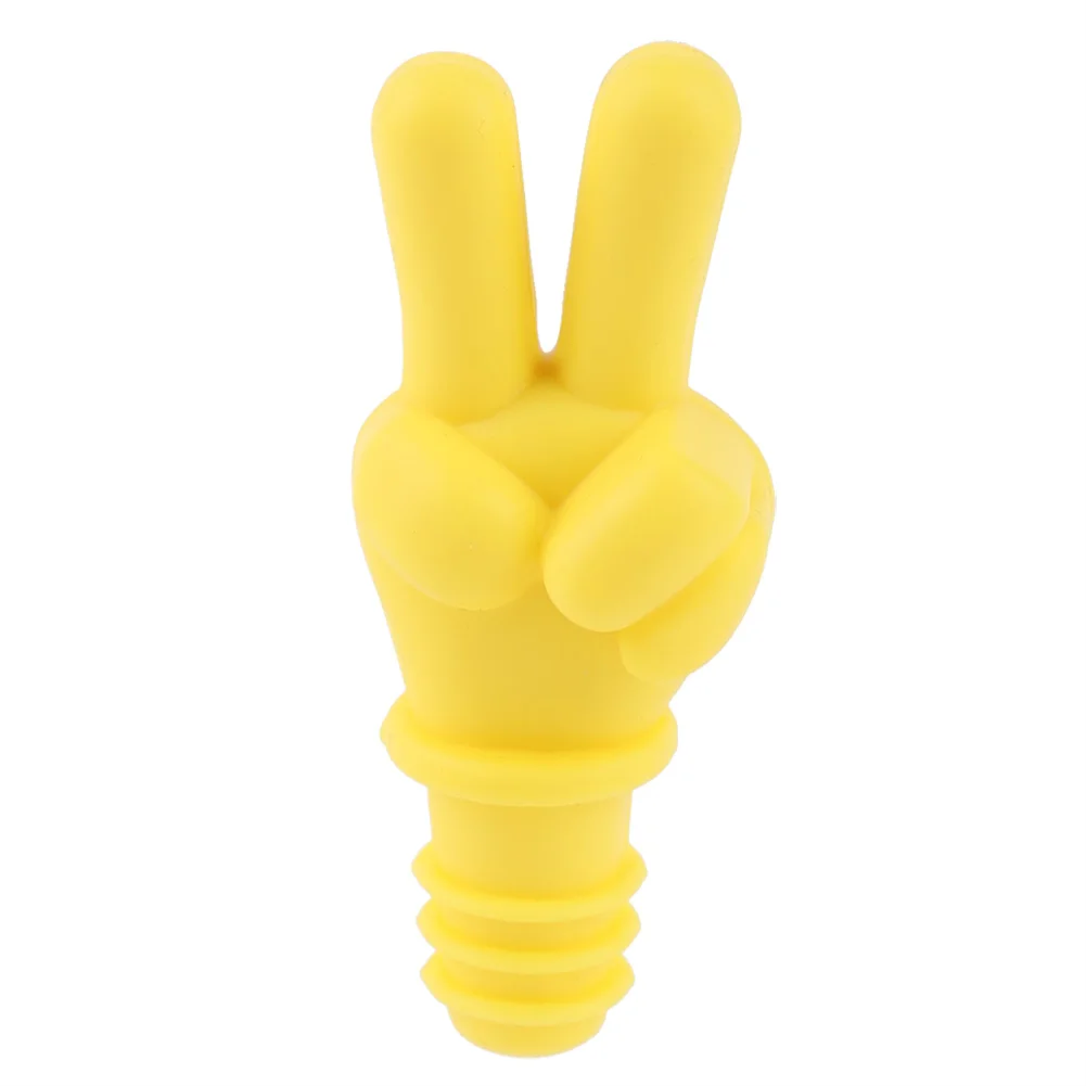 

Personality Victory Finger Shape Silicone Wine Stopper Leak-proof Wine Bottle Stopper (Yellow)