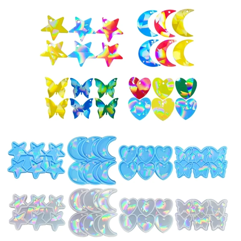 

Star Moon Heart Butterfly Mold Earring Pendant Silicone Mold DIY Holographic Resin Mold for DIY Keychain Jewelry XXFB