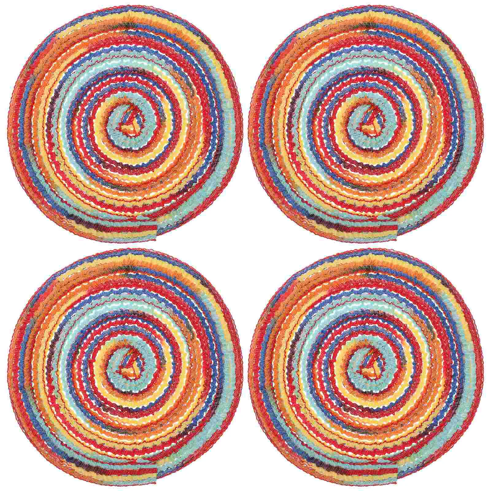 

Coasters Woven Mat Heat Round Placemat Table Mats Cup Placemats Resistant Drink Diningpads Tableware Pot Cotton Deskdish Modern